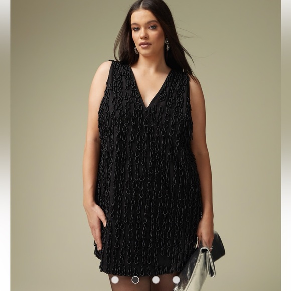 ASOS Design Elegant Deep V Neckline Embellished Mini Shift Dress NWT - Picture 4 of 9